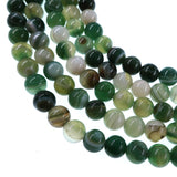 6mm fern green striped agate beads - round - smooth - 15" stand - approx. 60 beads ST1-3