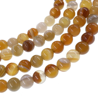 6mm honey gold striped agate beads - round - smooth - 15" strand - approx. 60 beads ST1-7