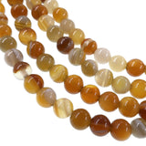 6mm honey gold striped agate beads - round - smooth - 15" strand - approx. 60 beads ST1-7