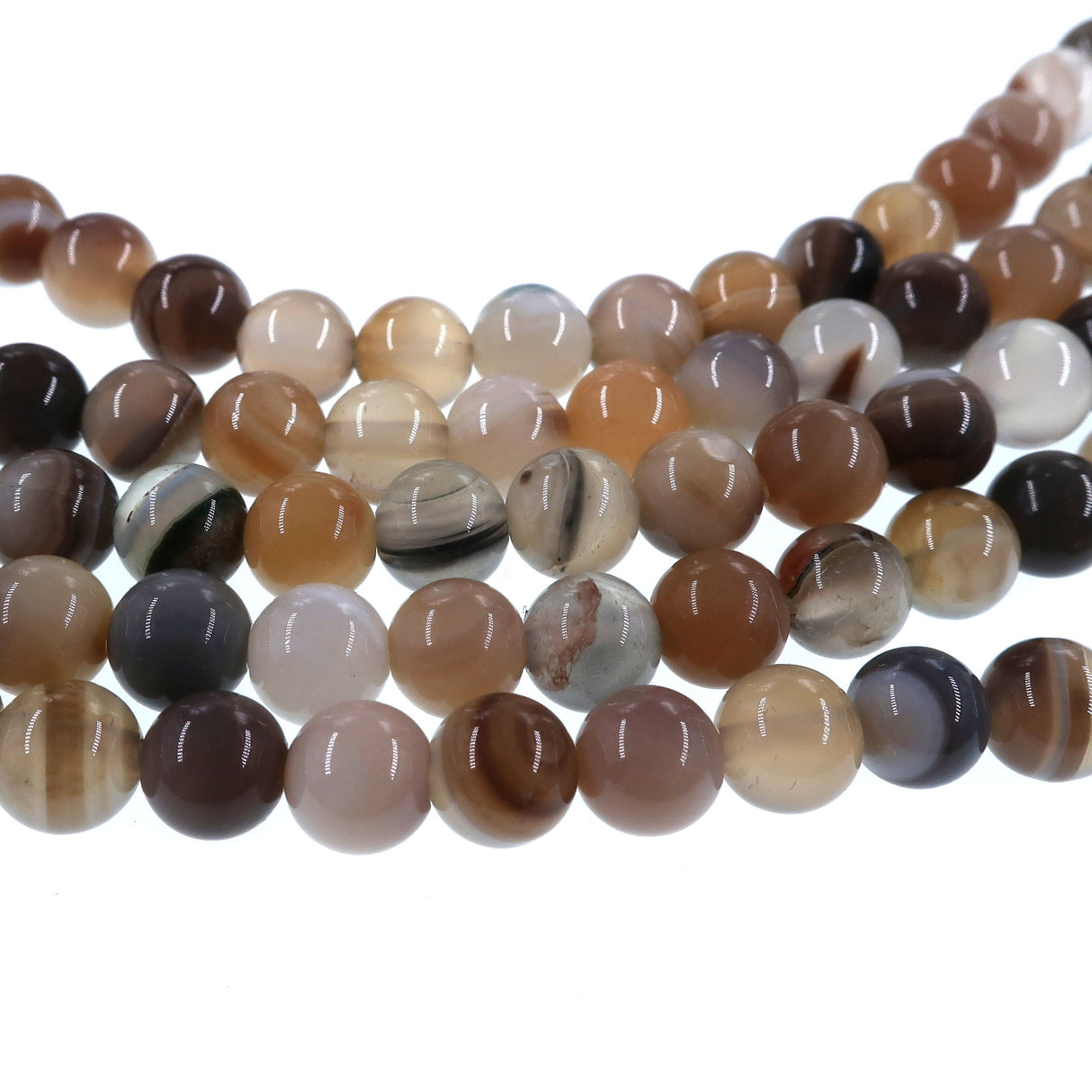 6mm dark gray striped agate beads - round - smooth - 15" strand - approx. 60 beads ST1-8