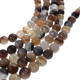 6mm dark gray striped agate beads - round - smooth - 15" strand - approx. 60 beads ST1-8