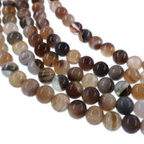 6mm dark gray striped agate beads - round - smooth - 15" strand - approx. 60 beads ST1-8