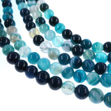 6mm teal striped agate beads - round - smooth - 15" strand - approx. 60 beads ST1-9