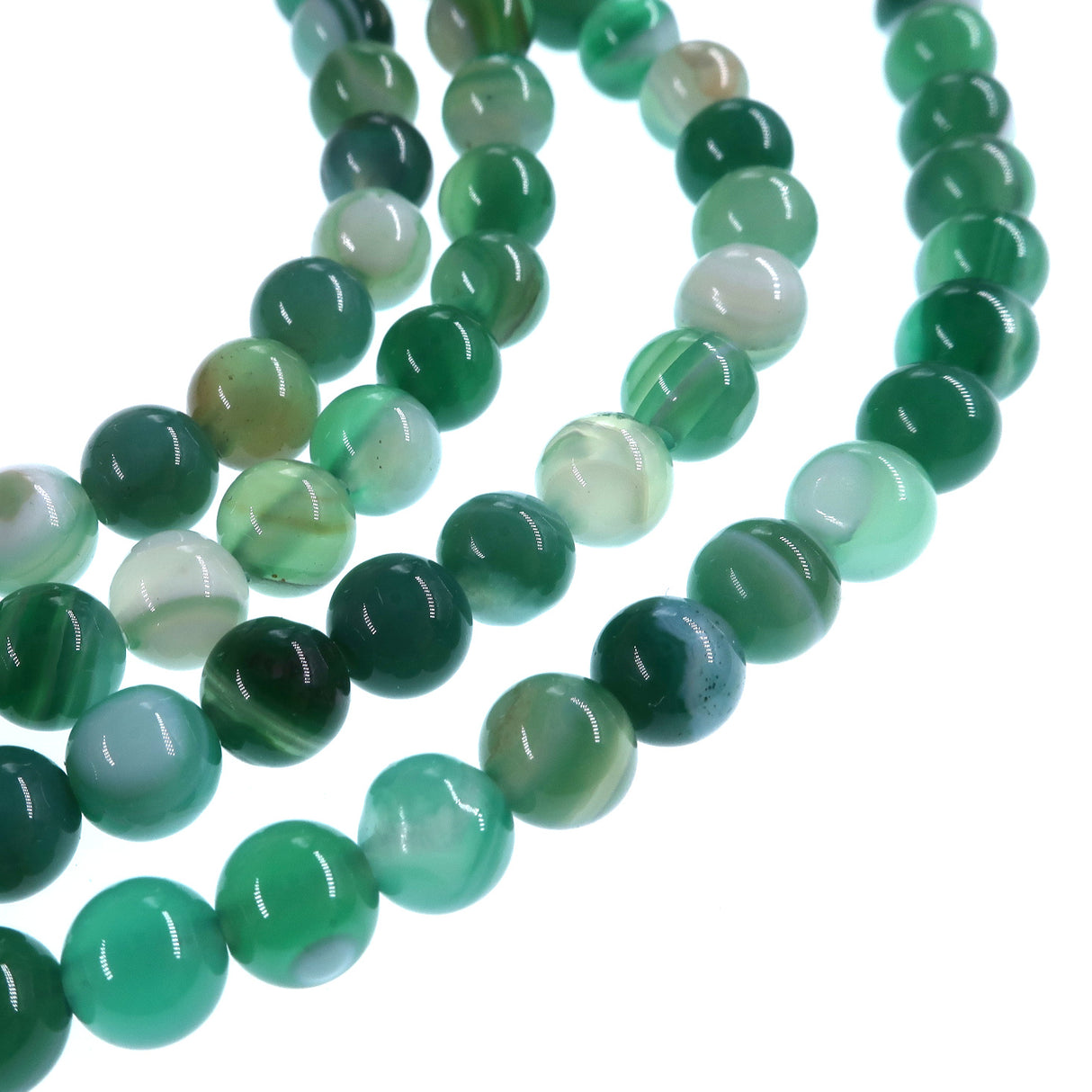 6mm seagreen striped agate beads - round - smooth - 15" strand - approx. 60 beads ST1-10