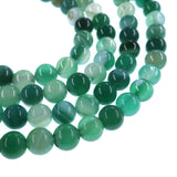 6mm seagreen striped agate beads - round - smooth - 15" strand - approx. 60 beads ST1-10