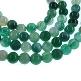 6mm seagreen striped agate beads - round - smooth - 15" strand - approx. 60 beads ST1-10