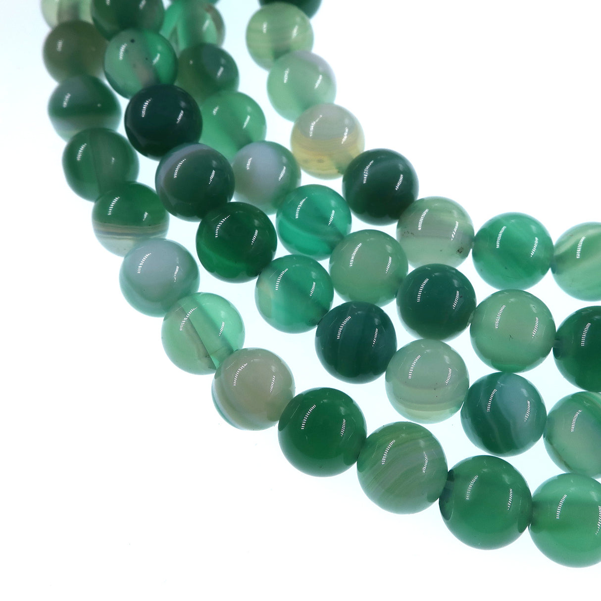 6mm seagreen striped agate beads - round - smooth - 15" strand - approx. 60 beads ST1-10