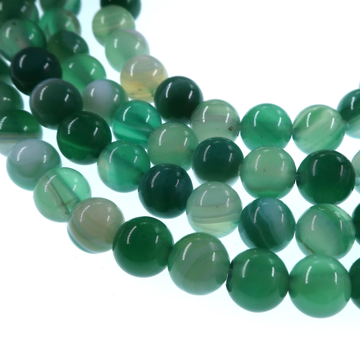 6mm seagreen striped agate beads - round - smooth - 15" strand - approx. 60 beads ST1-10