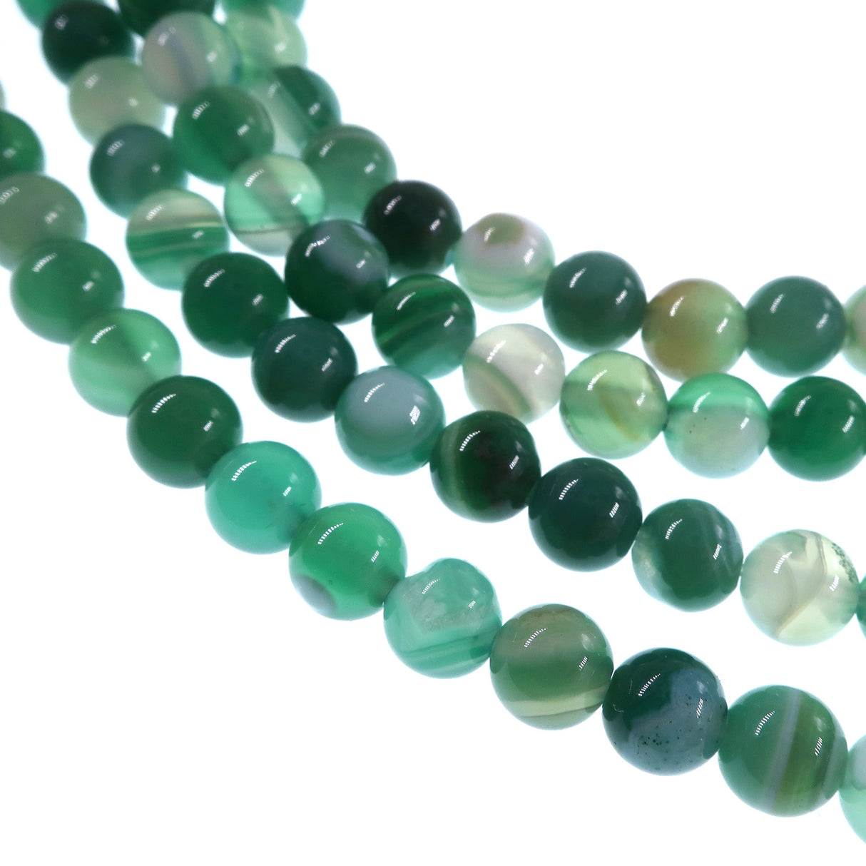 6mm seagreen striped agate beads - round - smooth - 15" strand - approx. 60 beads ST1-10