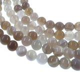 6mm light gray striped agate beads - round - smooth - 15" strand - approx. 60 beads ST1-12