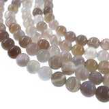 6mm light gray striped agate beads - round - smooth - 15" strand - approx. 60 beads ST1-12