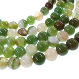 6mm lime green striped agate beads - round - smooth - 15" strand - approx. 60 beads ST1-13