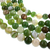 6mm lime green striped agate beads - round - smooth - 15" strand - approx. 60 beads ST1-13