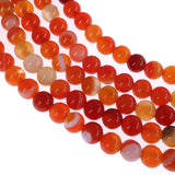 6mm orange striped agate beads - round - smooth - 15" strand - approx. 60 beads ST1-14