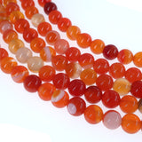 6mm orange striped agate beads - round - smooth - 15" strand - approx. 60 beads ST1-14