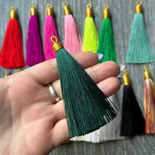3" teal gold top tassel