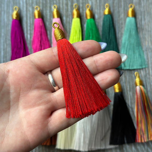 3" red gold top tassel