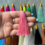 3" pink gold top tassel