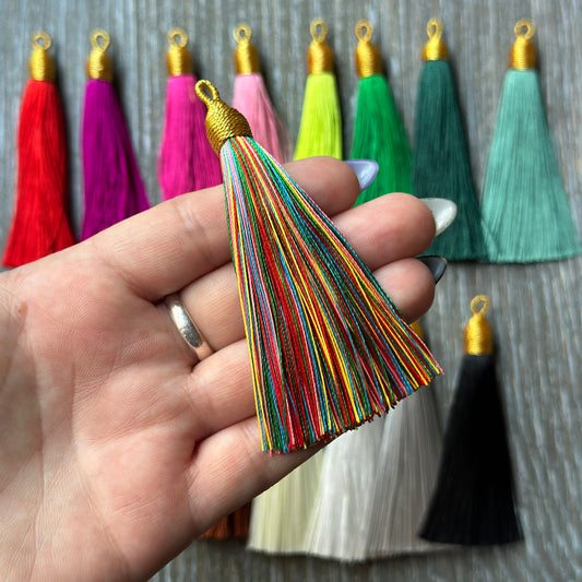 3" rainbow gold top tassel