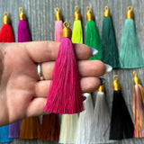 3" magenta gold top tassel