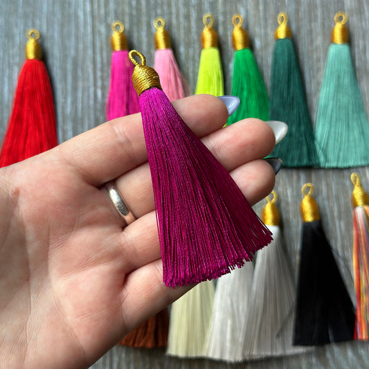3" orchid purple gold top tassel