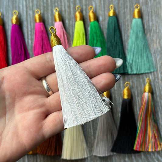 3" white gold top tassel