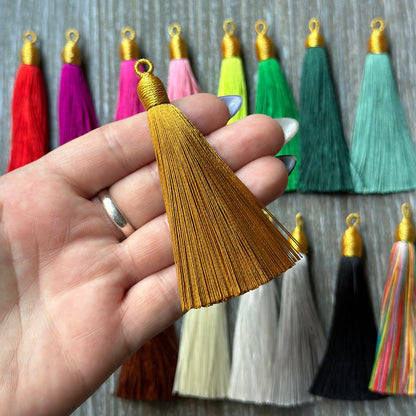3" dark gold gold top tassel