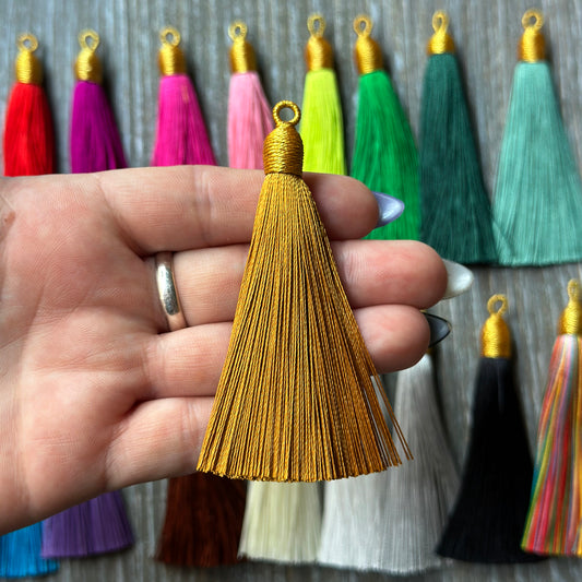 3" dark gold gold top tassel
