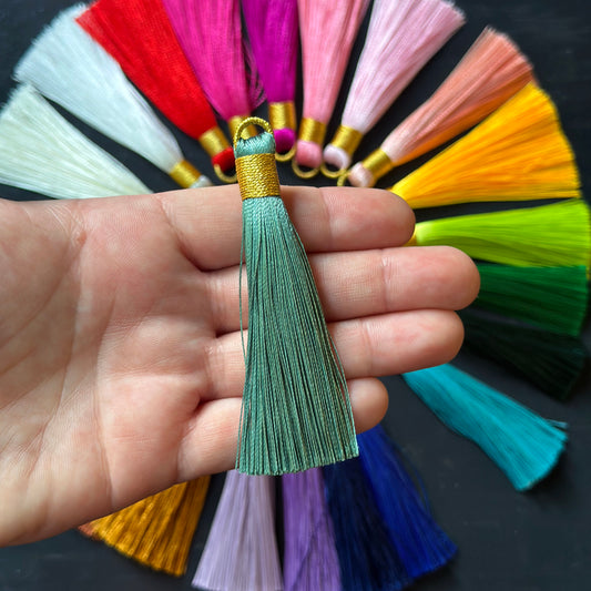 3" seagreen gold bind tassel