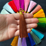 3" warm brown gold bind tassel