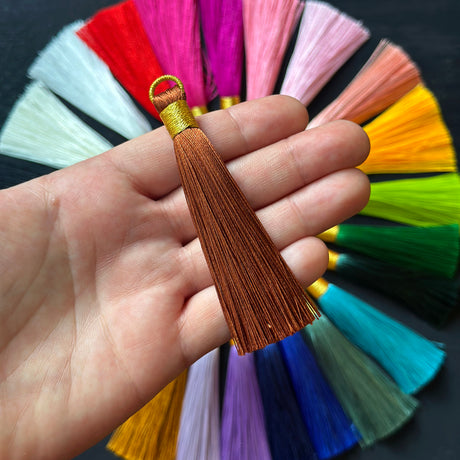 3" warm brown gold bind tassel