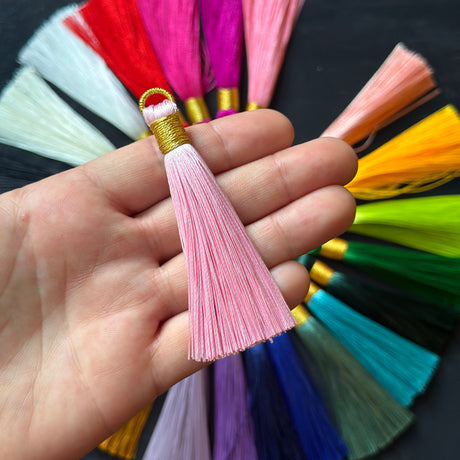 3" light pink gold bind tassel