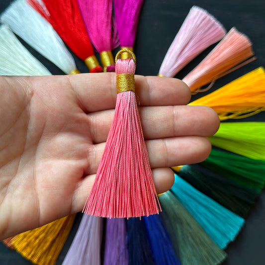 3" bubble gum pink gold bind tassel