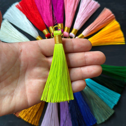 3" neon yellow green gold bind tassel