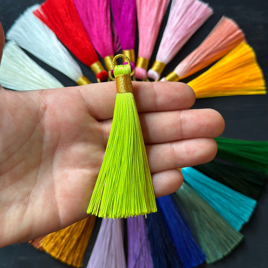 3" neon yellow green gold bind tassel
