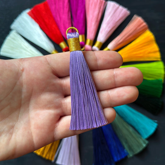 3" lavender gold bind tassel