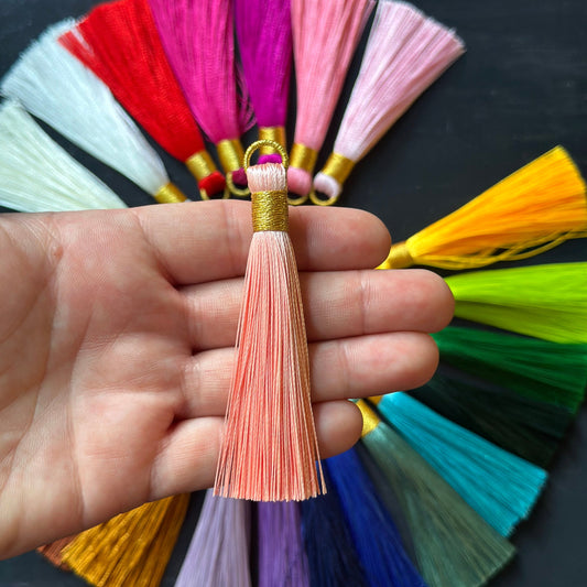 3" peach gold bind tassel