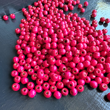 8mm PINK wood beads