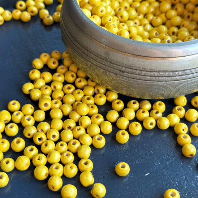 yellow wood beads for crafts diy