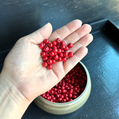 8mm RED wood beads